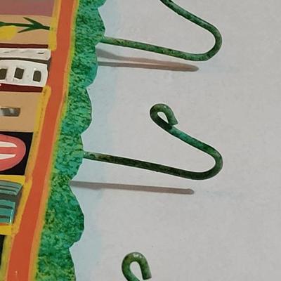 Handpainted Mexican Metal Key Hook Art