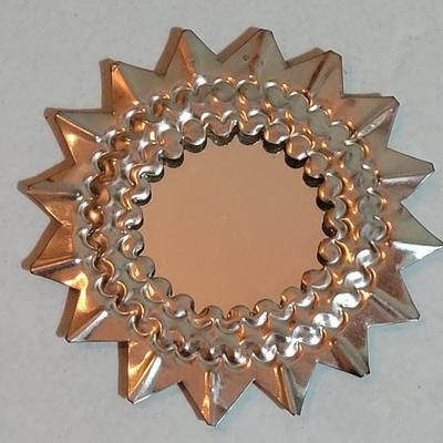 Vintage Mexican Punched Tin Mini Mirror Art