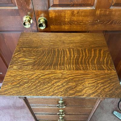 Antique Early Oak Cylinder Phonograph Cabinet