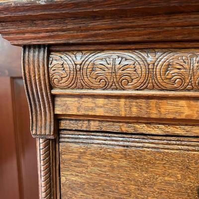 Antique Early Oak Cylinder Phonograph Cabinet