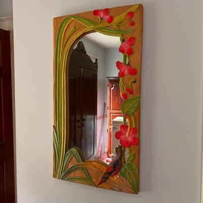 Vintage Hand Carved Wood Mirror