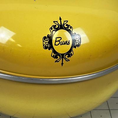 West Bend Bun Warmer, Yellow Metal with Stem Tray inside. 