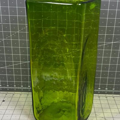 Square GREEN Glass Vase