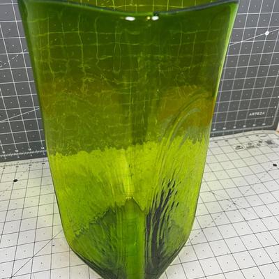 Square GREEN Glass Vase