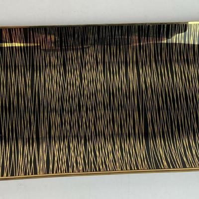 mcm Geometric 13 x 6 Gold Accent Long Glass Tray 