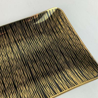 mcm Geometric 13 x 6 Gold Accent Long Glass Tray 