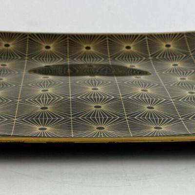  mcm Geometric Gold Accent Glass Tray 10 x 10