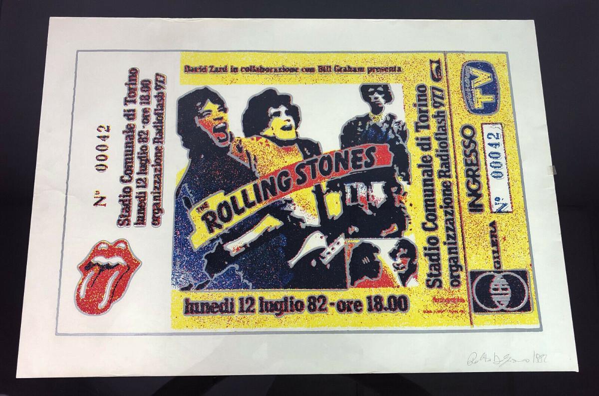 ROLLING STONES SILKSCREEN SHOW POSTER TORINO ITALY 1982 ARTIST SIGNED ...