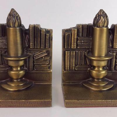  PM CRAFTSMAN CANDLESTICK IN LIBRARY BRONZE BOOKENDS