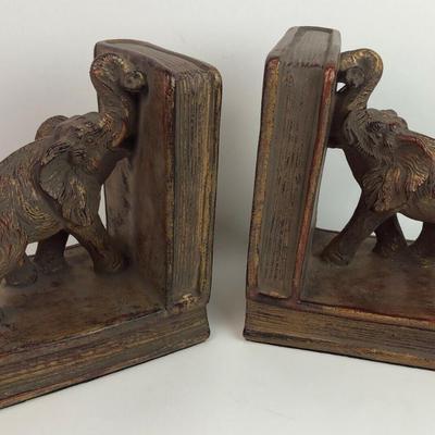 vintage ELEPHANT BOOKENDS pair