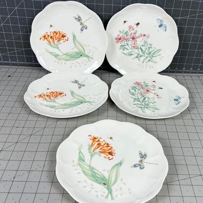 (5) LENOX - Butterfly, Bees and Dragonfly Salad Plate Size