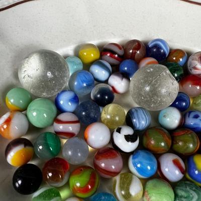 Antique Marbles in Cool old Baby shoe box