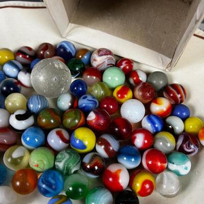 Antique Marbles in Cool old Baby shoe box