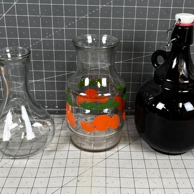 Juice Jugs and Pitcher (3) 