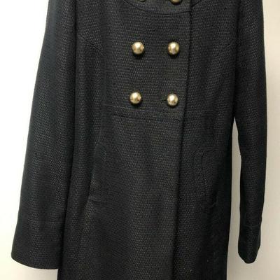 Apt 9 Women's Size M Lined Winter Jacket Pea Coat Black w/ Pockets Buttons