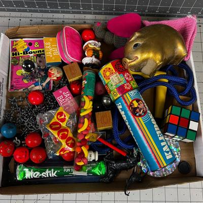 Vintage Toys: Kaleidoscope, a Rubik's Cube, Jacks etc.