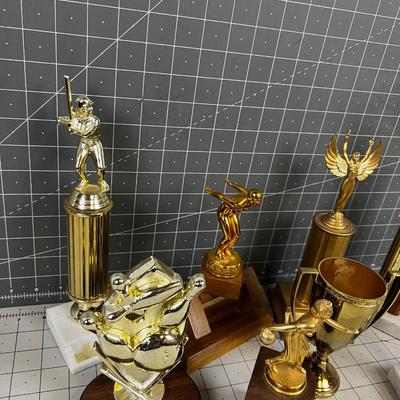 LOT of Various Trophy's: Baseball, Swimming, Bowling