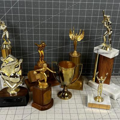 LOT of Various Trophy's: Baseball, Swimming, Bowling
