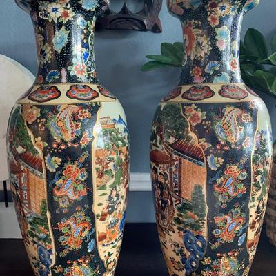 Japaneseï¿¼ Royal satsuma vases set of two tall 23â€