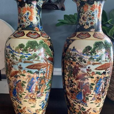 Japaneseï¿¼ Royal satsuma vases set of two tall 23â€