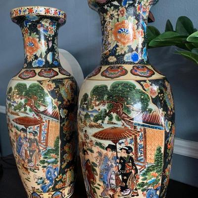 Japaneseï¿¼ Royal satsuma vases set of two tall 23â€