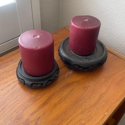2 candles and holders