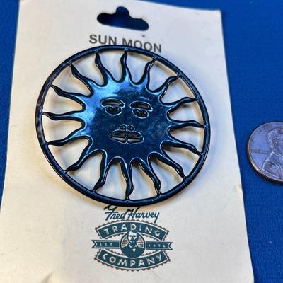 SUN, MOON FACE ENAMELED PIN by FRED HARVEY TRADING 