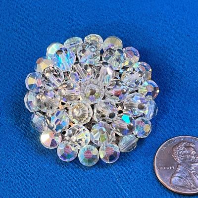 WOW! FACETED CRYSTAL CLUSTER PIN MAKE A QUIET STATEMENT!