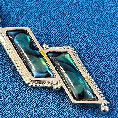 DANGLY GEOMETRIC INSET ABALONE EARRINGS