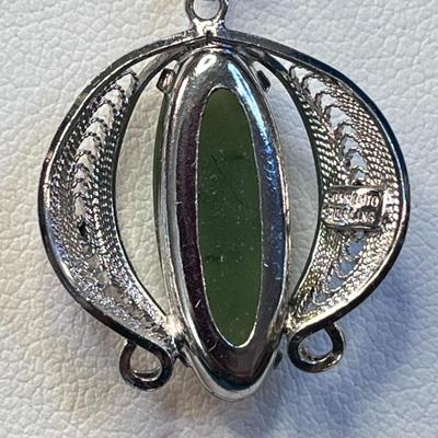 STERLING FILIGREE WITH JADE PENDANT NECKLACE