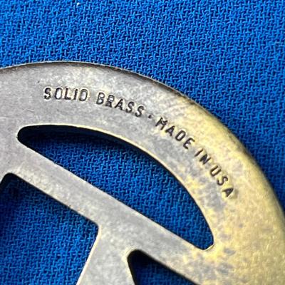 VINTAGE SOLID BRASS MARLBORO BELT FOB ON LEATHER STRAP