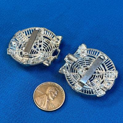 FANCY VINTAGE LADIES RHINESTONE, FILIGREE 2-PIECE BELT BUCKLE