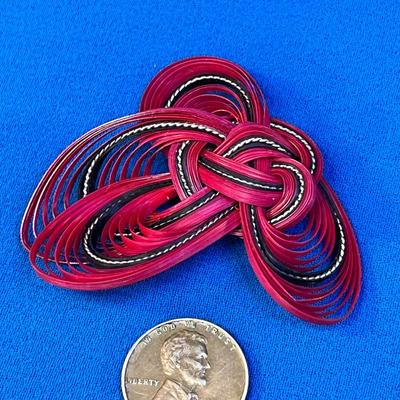 FANCY TWISTED DESIGN BAMBOO? SWIRLED DECORATIVE PIN BLACK, RED