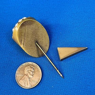 VINTAGE UNUSUAL STICK PIN BAKELITE? WITH RHINESTONE TRIM