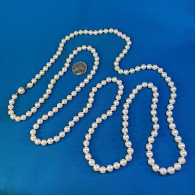 EXTRA LONG 58â€ LONG FAUX PEARL NECKLACE STRAND