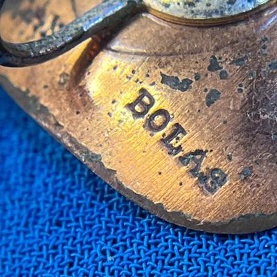 BEAUTIFUL ENAMELED COPPER EARRINGS SIGNED HOGAN BOLAS