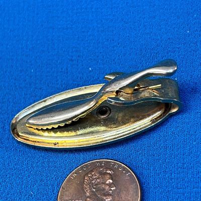 60â€™s ERA MONOGRAMMED â€œMâ€ TIE CLIP PEARLY BACKGROUND