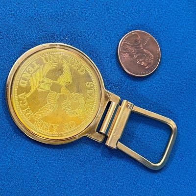 GOLD-TONE US COIN RENDITION KEY FOB MARKED â€œHIT USAâ€