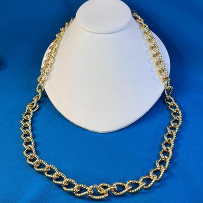 â€œERWIN PEARLâ€ TEXTURED GOLD TONE CHUNKY CHAIN NECKLACE