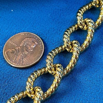 â€œERWIN PEARLâ€ TEXTURED GOLD TONE CHUNKY CHAIN NECKLACE