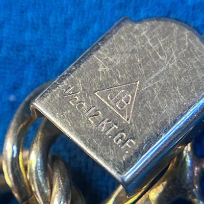 1/20 12K G.F. DOUBLE LINK CHAIN CHARM BRACELET WITH SAFETY CHAIN