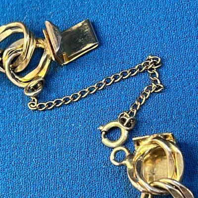 1/20 12K G.F. DOUBLE LINK CHAIN CHARM BRACELET WITH SAFETY CHAIN