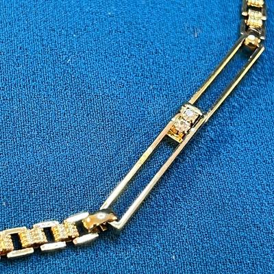 FANCY RHINESTONE ACCENTED GOLD TONE CHAIN NECKLACE