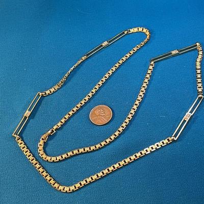 FANCY RHINESTONE ACCENTED GOLD TONE CHAIN NECKLACE