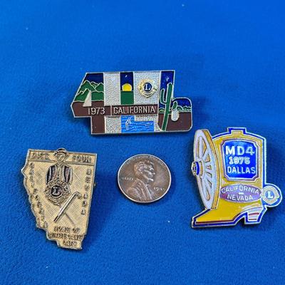 ENAMELED LIONS INTERNATIONAL PINS X 3