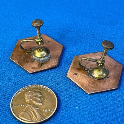 VINTAGE ENAMELED COPPER EARRINGS 