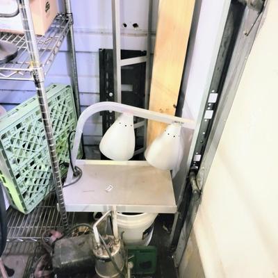 Heat lamp, compressor, shelving unit