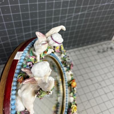Antique Dresden Mirror with Angels 