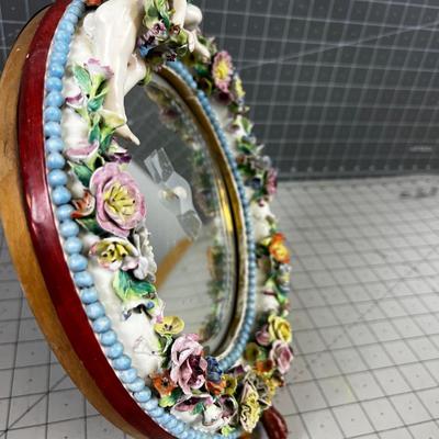 Antique Dresden Mirror with Angels 
