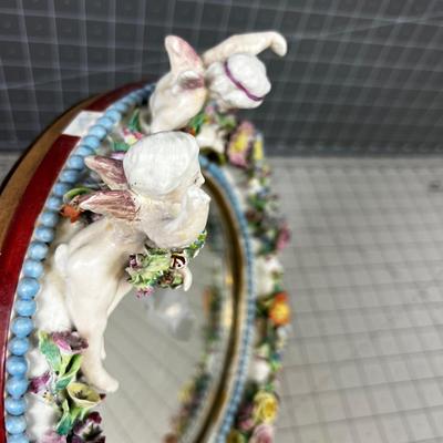 Antique Dresden Mirror with Angels 